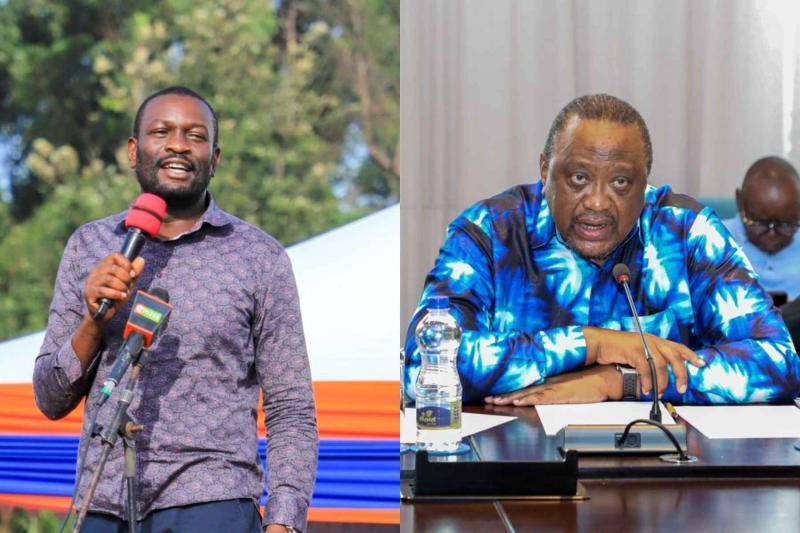 Collage photo of Edwin Sifuna and Uhuru Kenyatta.